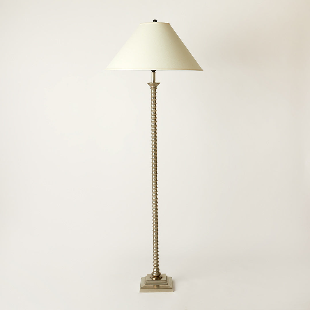 Pair of Floor Lamps in Nickel-Like Finish