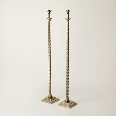 Pair of Floor Lamps in Nickel-Like Finish