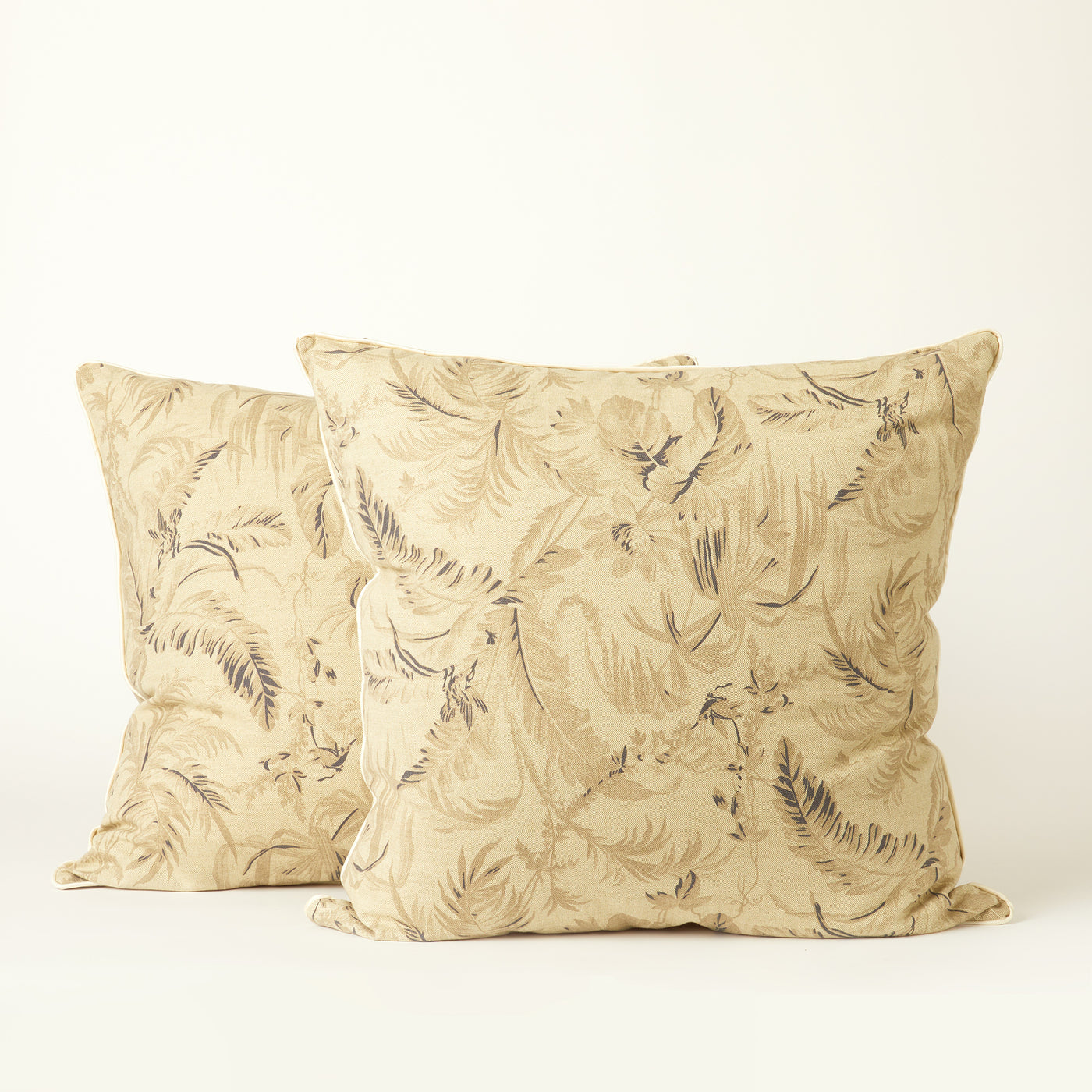 Grey Tones Flora Pillow W/ Silk Piping