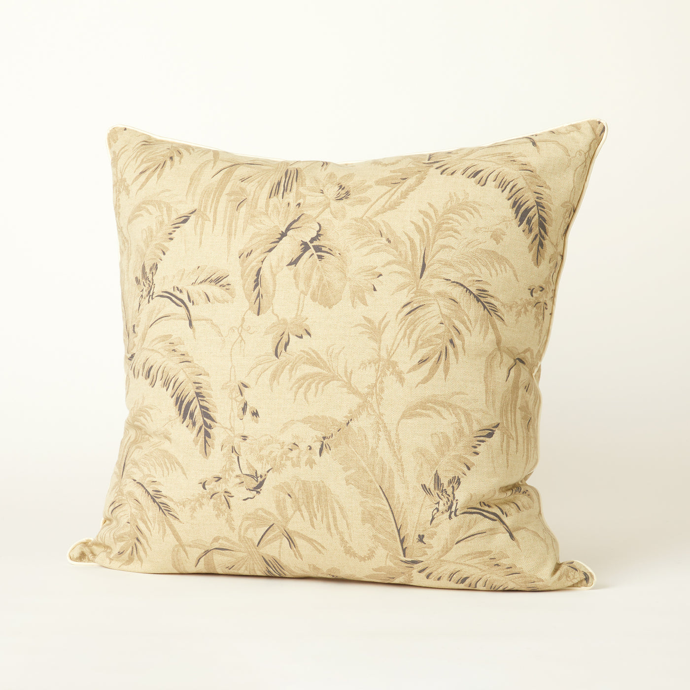 Grey Tones Flora Pillow W/ Silk Piping