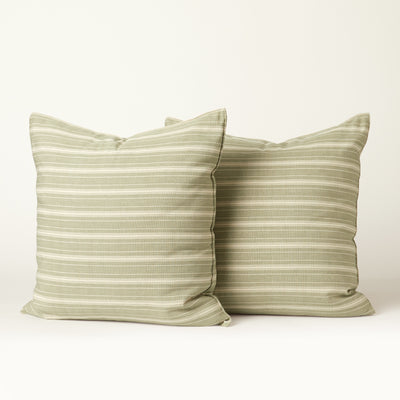 Green & White Stripe Cotton Pillow