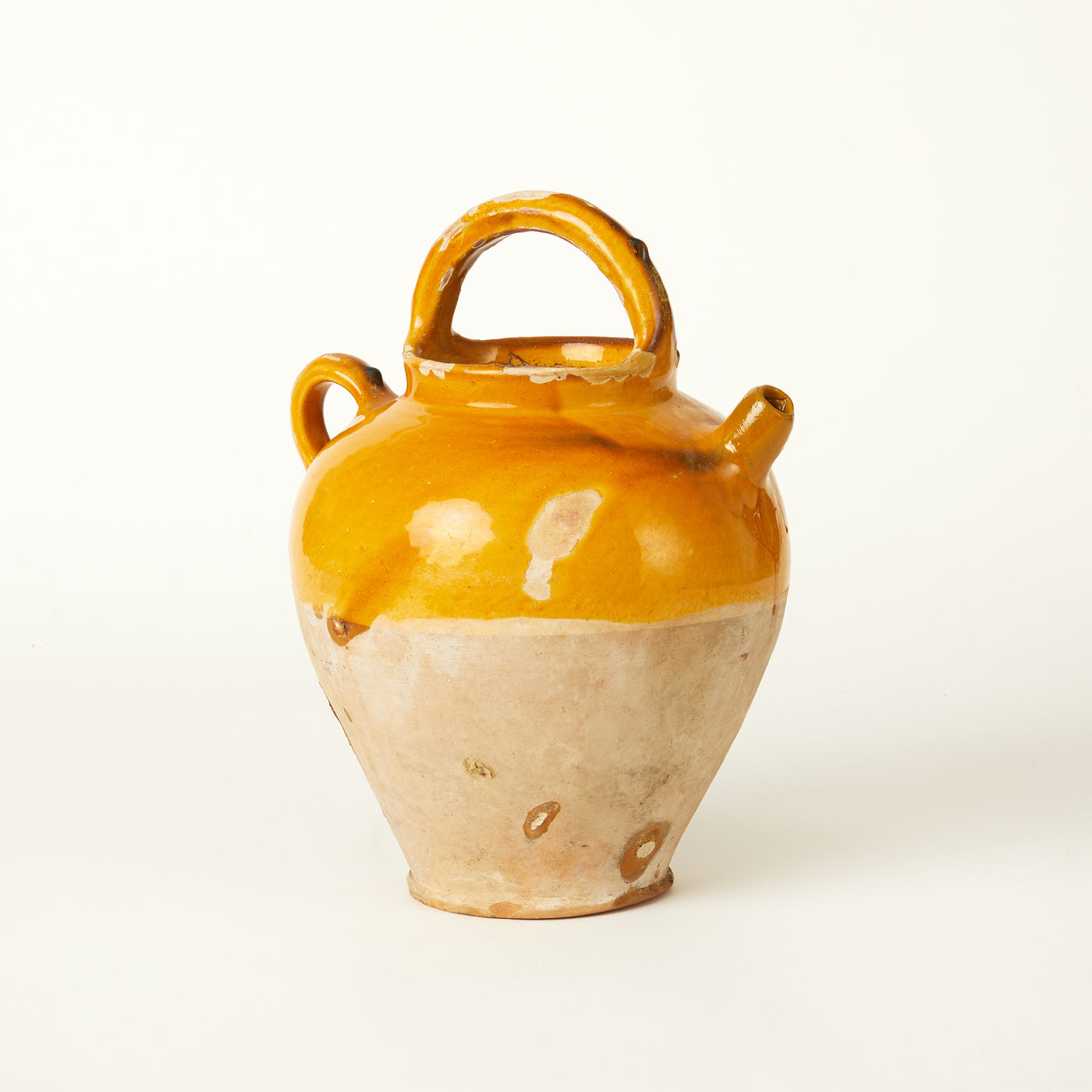 19th c. French Confit Pot with Top Handle