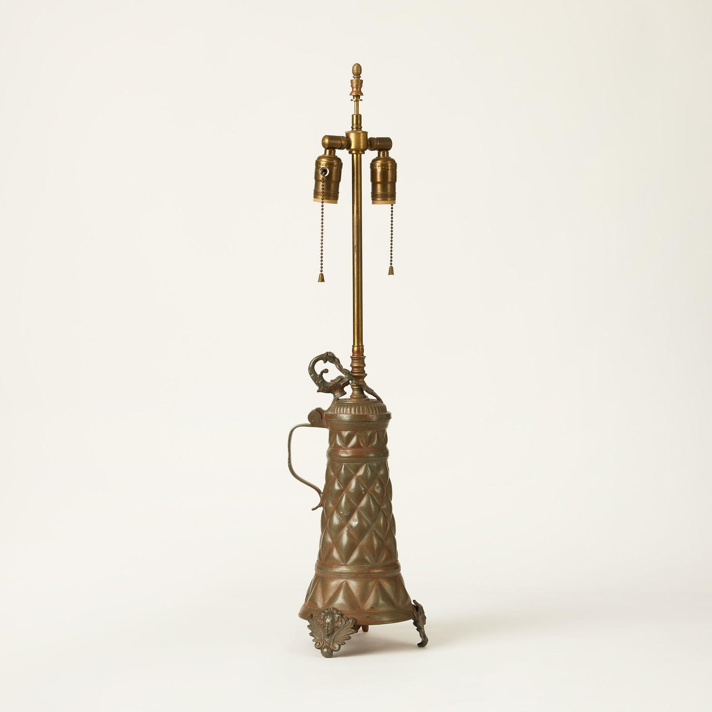 19th Century German Pewter Beer Stein Lamp