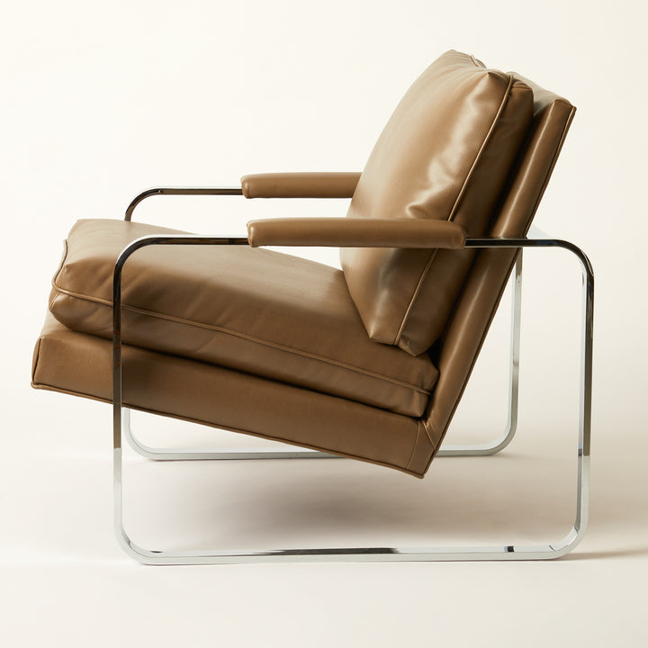 Chrome And Leather Lounge Chair