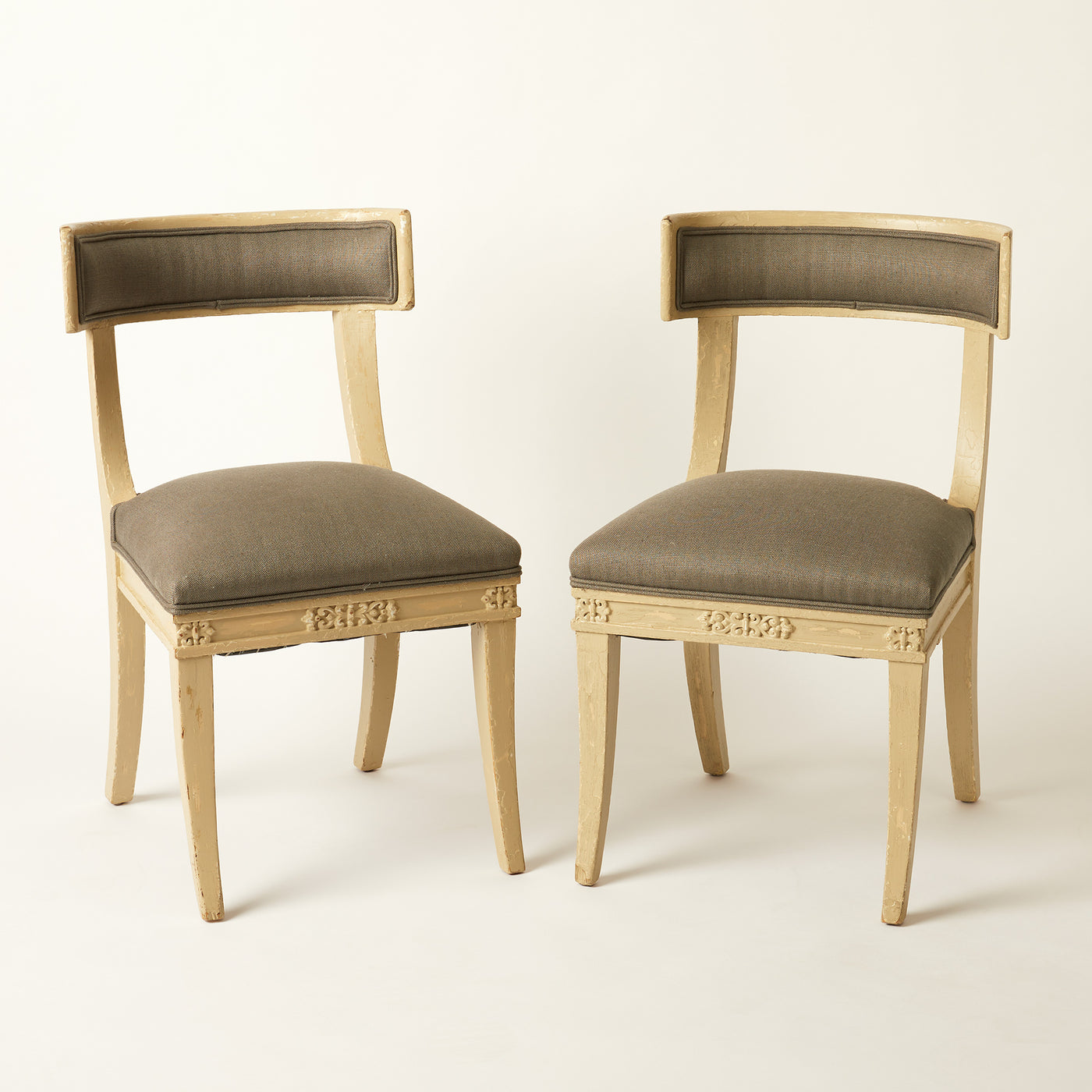 Pair Of Painted Swedish Klismos Chairs