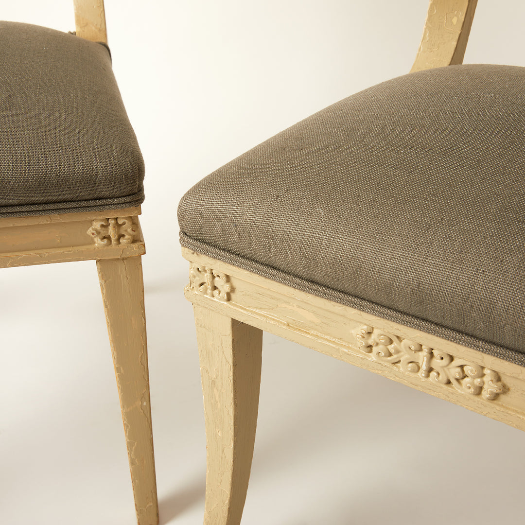 Pair Of Painted Swedish Klismos Chairs