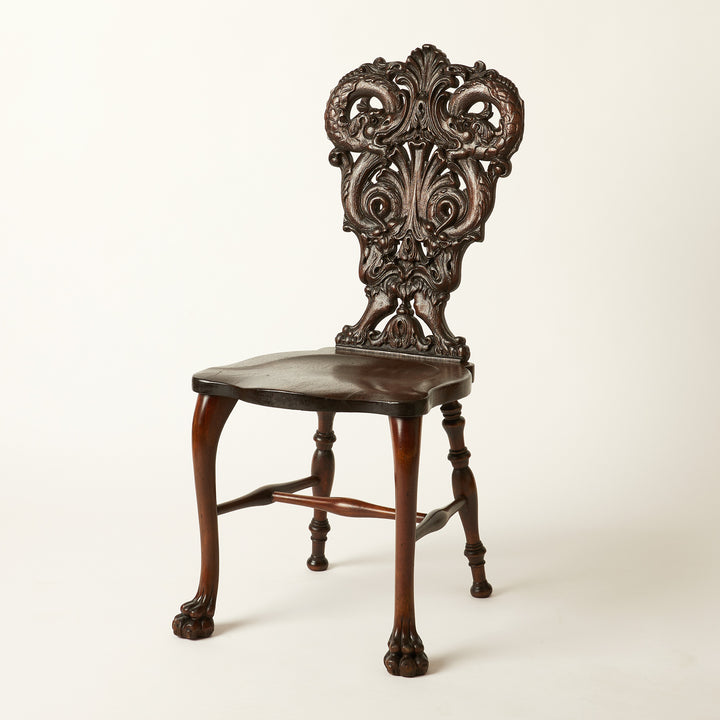Late 19Th C. Carved Hall Chair, English