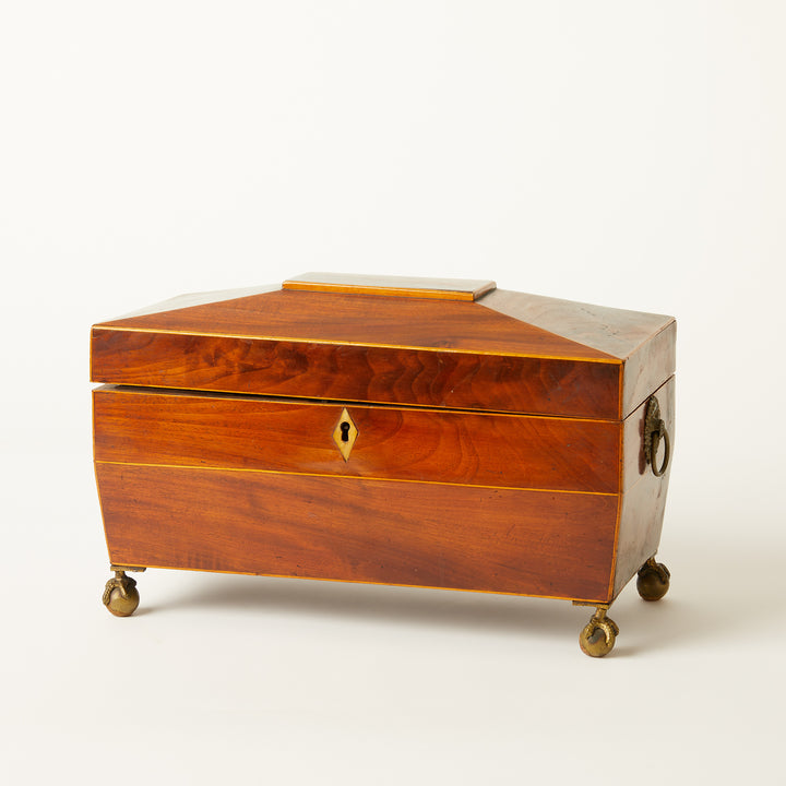 Antique Tea Caddy Wooden Box