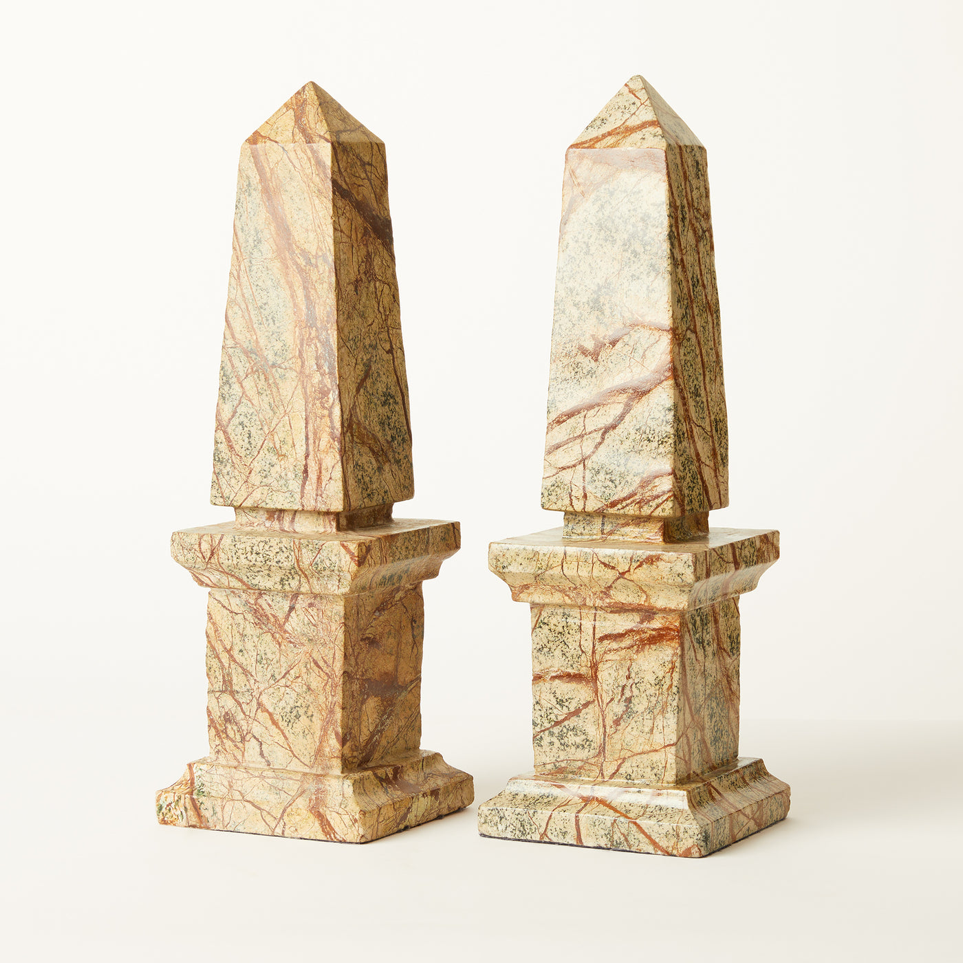 Pair Of Painted Marble Obelisks