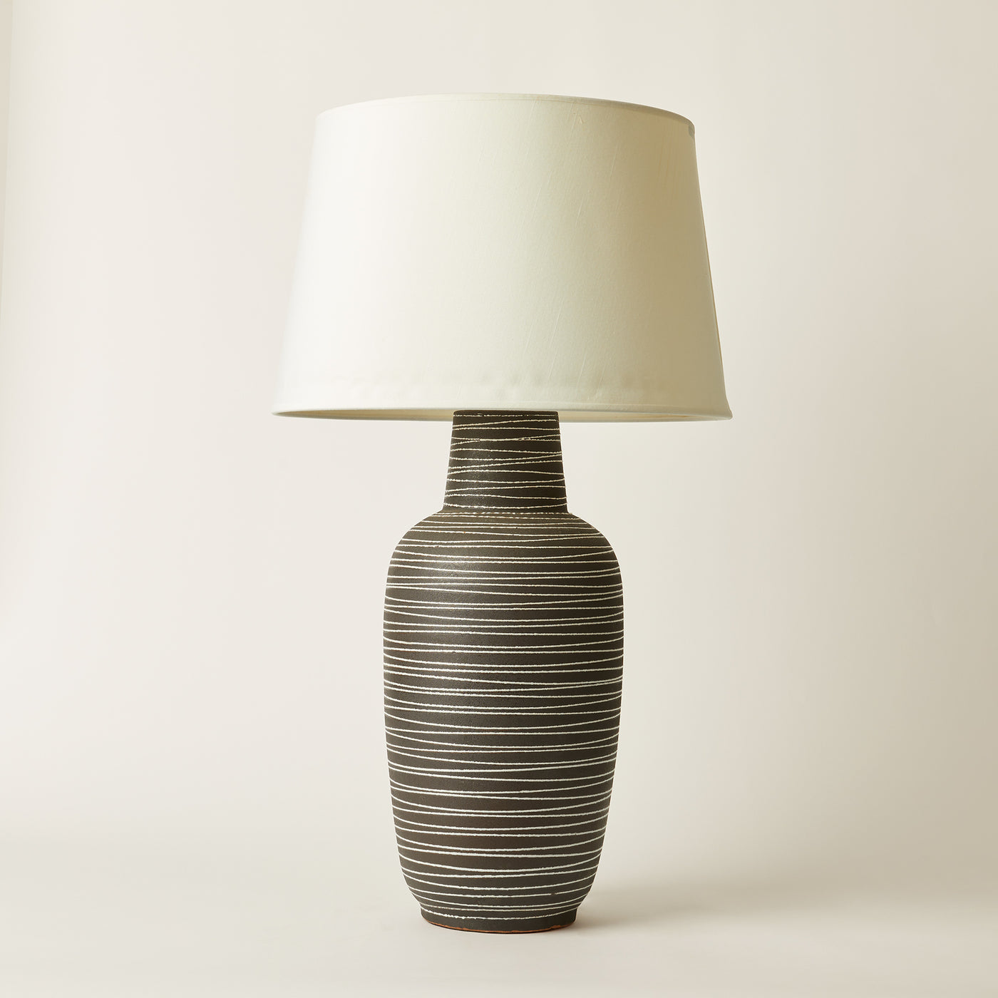 Mid-Century Large Black And White Ceramic Lamp