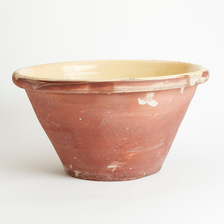 Large Ceramic Bowl / Vessel with Yellow Glaze