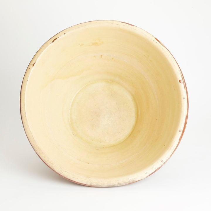 Large Ceramic Bowl / Vessel with Yellow Glaze