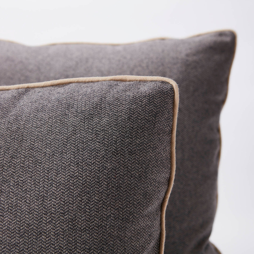 Grey Herringbone Wool Custom Pillow