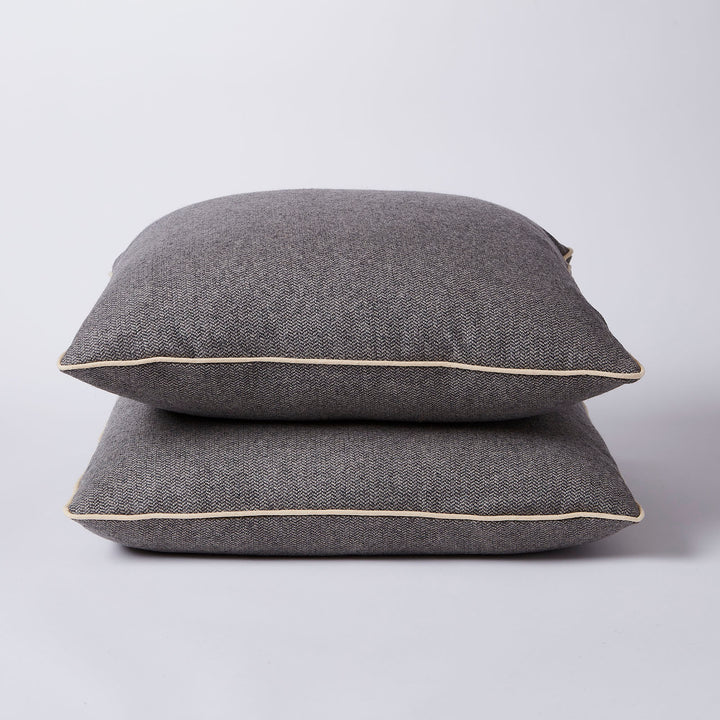 Grey Herringbone Wool Custom Pillow