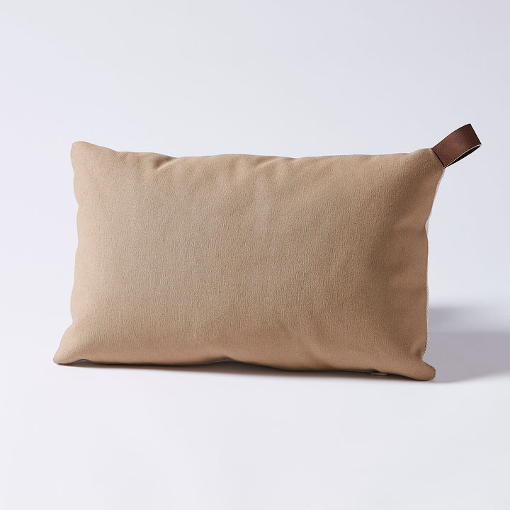 Small Herringbone  Custom Pillow With Leather Tab