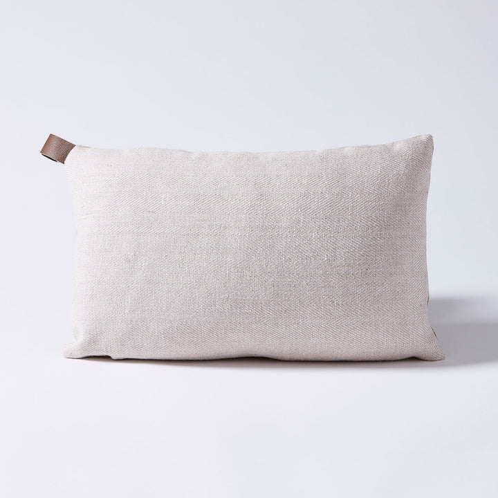 Small Herringbone  Custom Pillow With Leather Tab