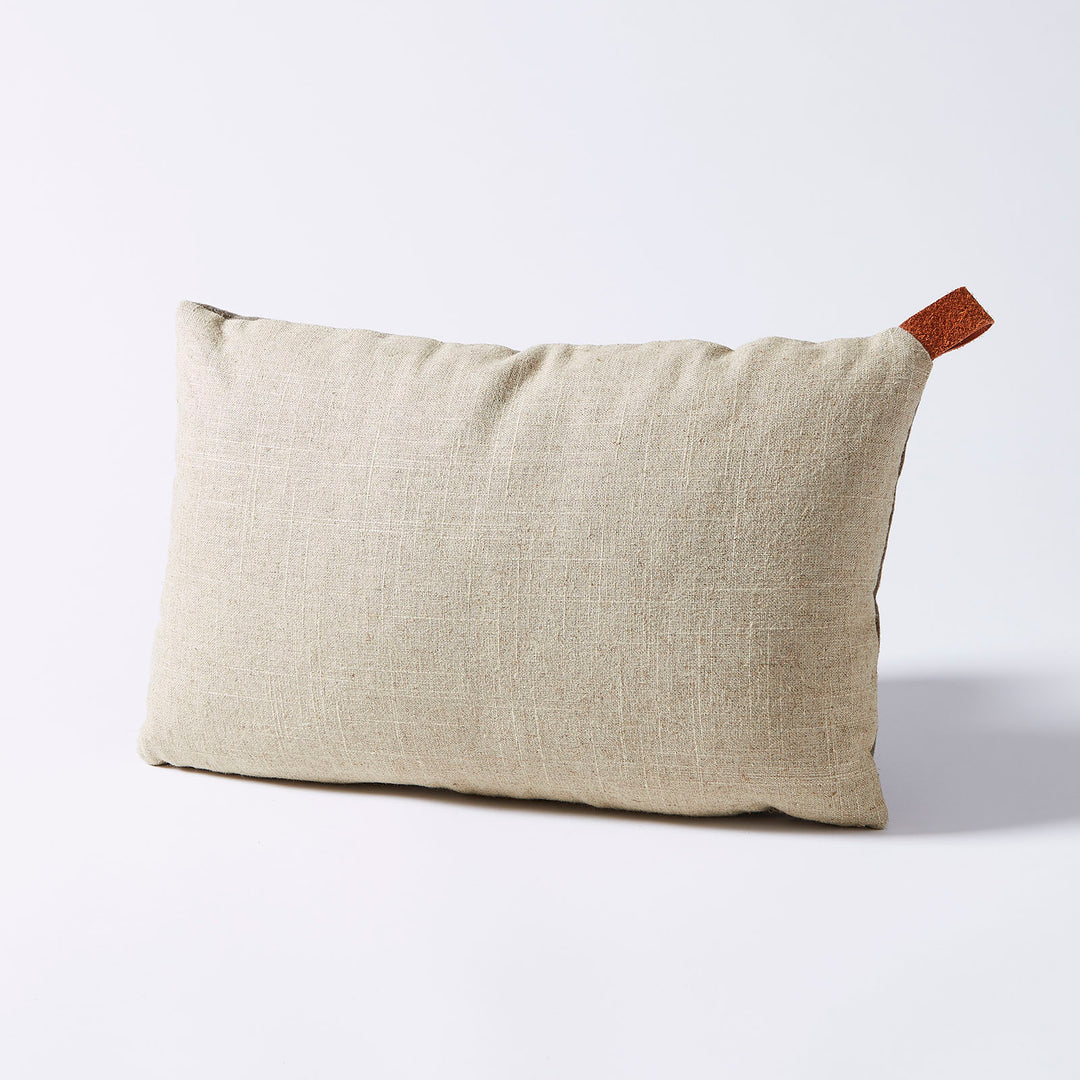 Small Dark Green Wool Custom Pillow with Leather Tab