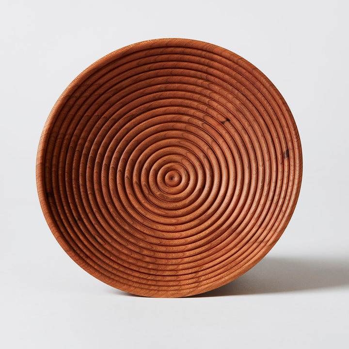 Ribbed Cherry Bowl with Black Base