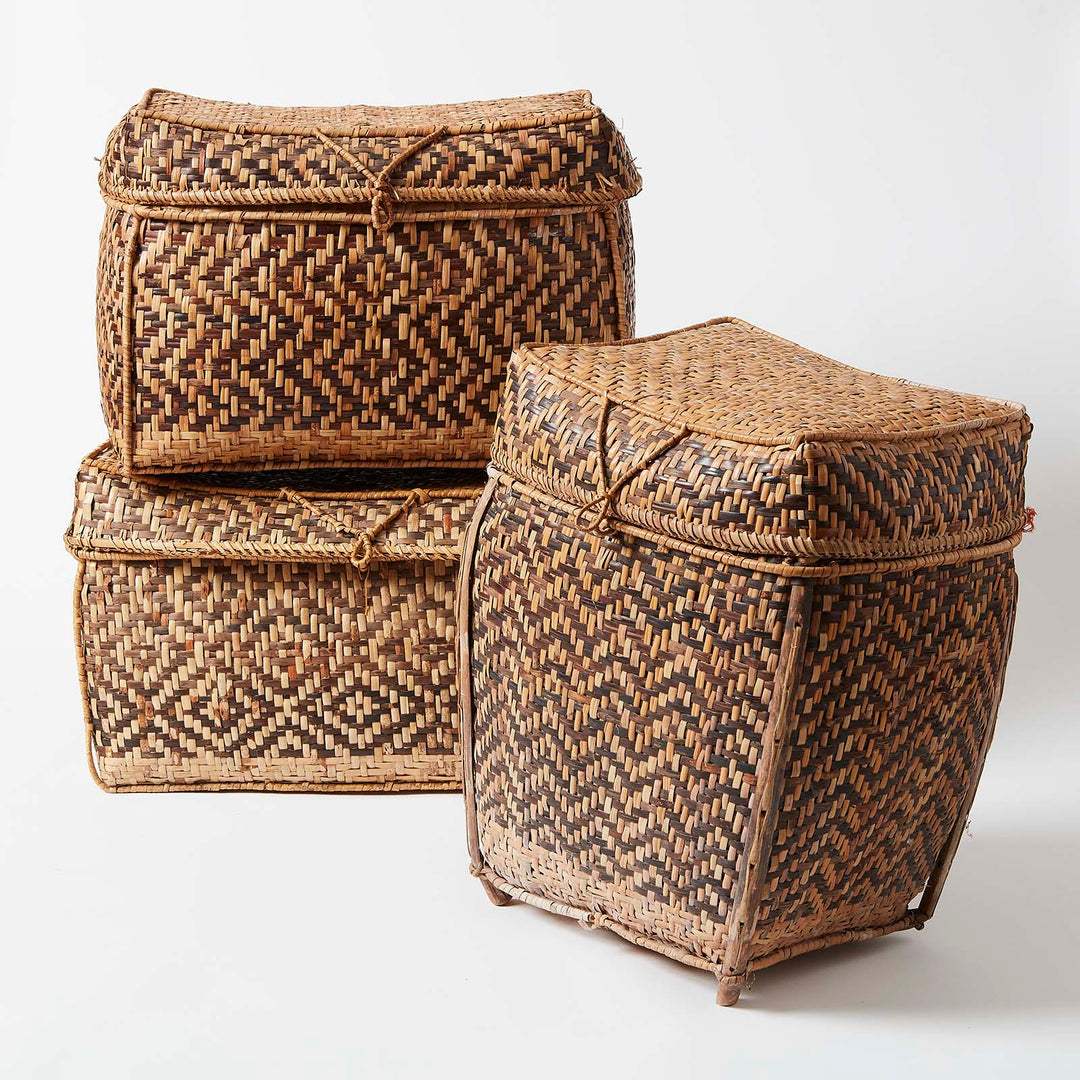 Vintage Indonesian Basket with Lid