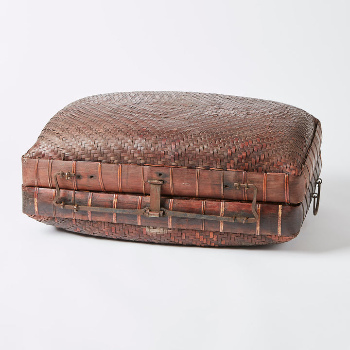 Woven Suitcase with Brass Fittings, Chinese
