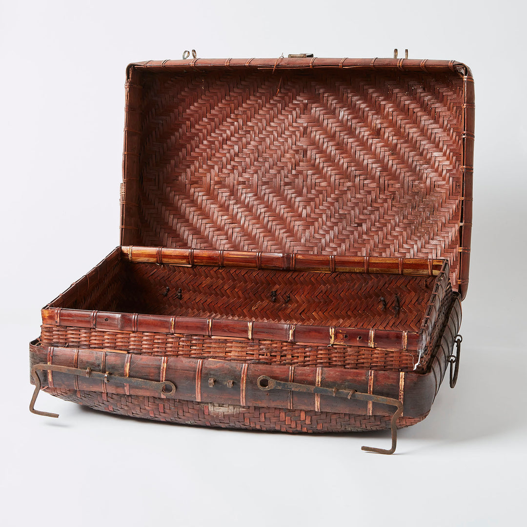Woven Suitcase with Brass Fittings, Chinese