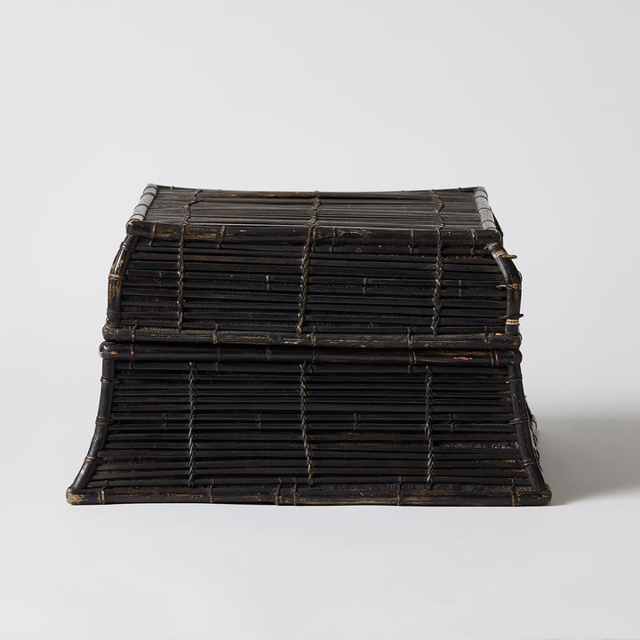 Black Lacquer Square Basket, Lombok