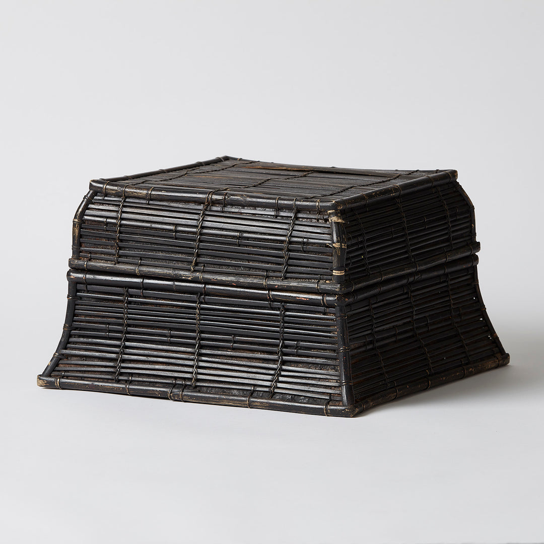 Black Lacquer Square Basket, Lombok