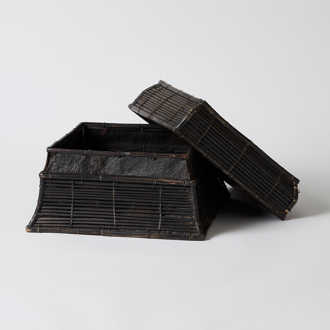 Black Lacquer Square Basket, Lombok
