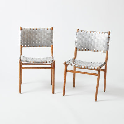 Set of 6 Mid-Century Style Chairs with Woven Aluminum Strapping
