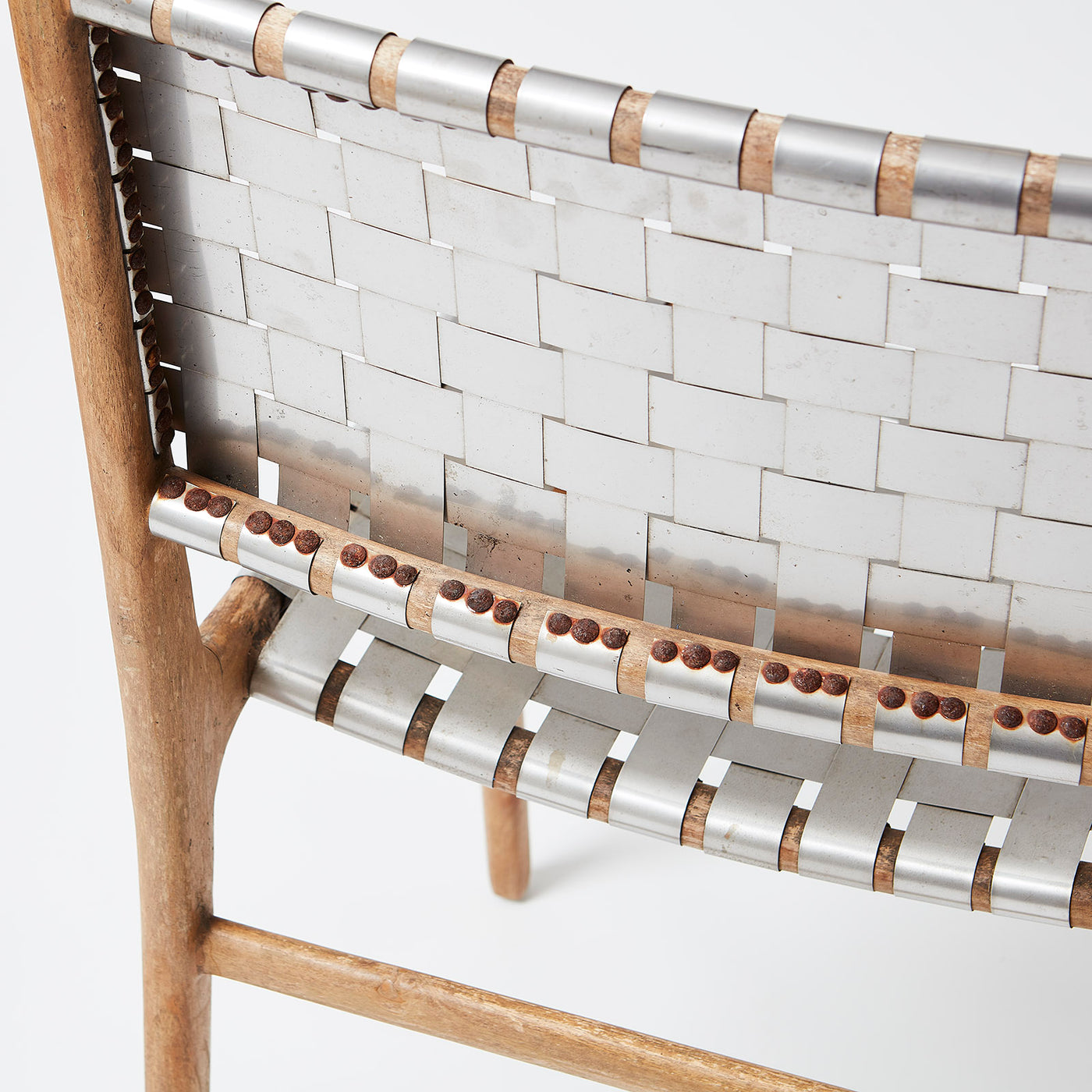 Set of 6 Mid-Century Style Chairs with Woven Aluminum Strapping