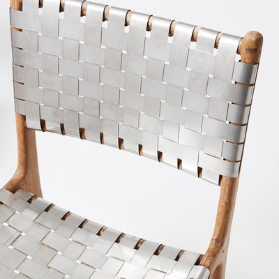 Set of 6 Mid-Century Style Chairs with Woven Aluminum Strapping