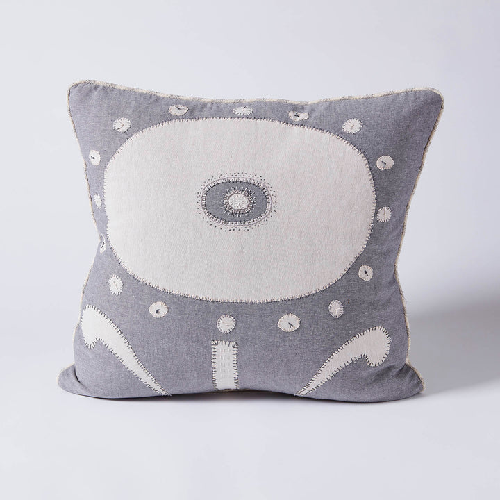 Hand stitched linen pillow by artist Pamela Sztybel