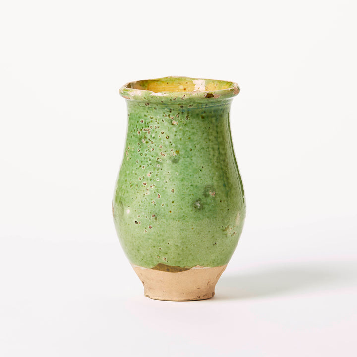 Hungarian Provincial Pottery Pitcher with Apple-Green Glaze