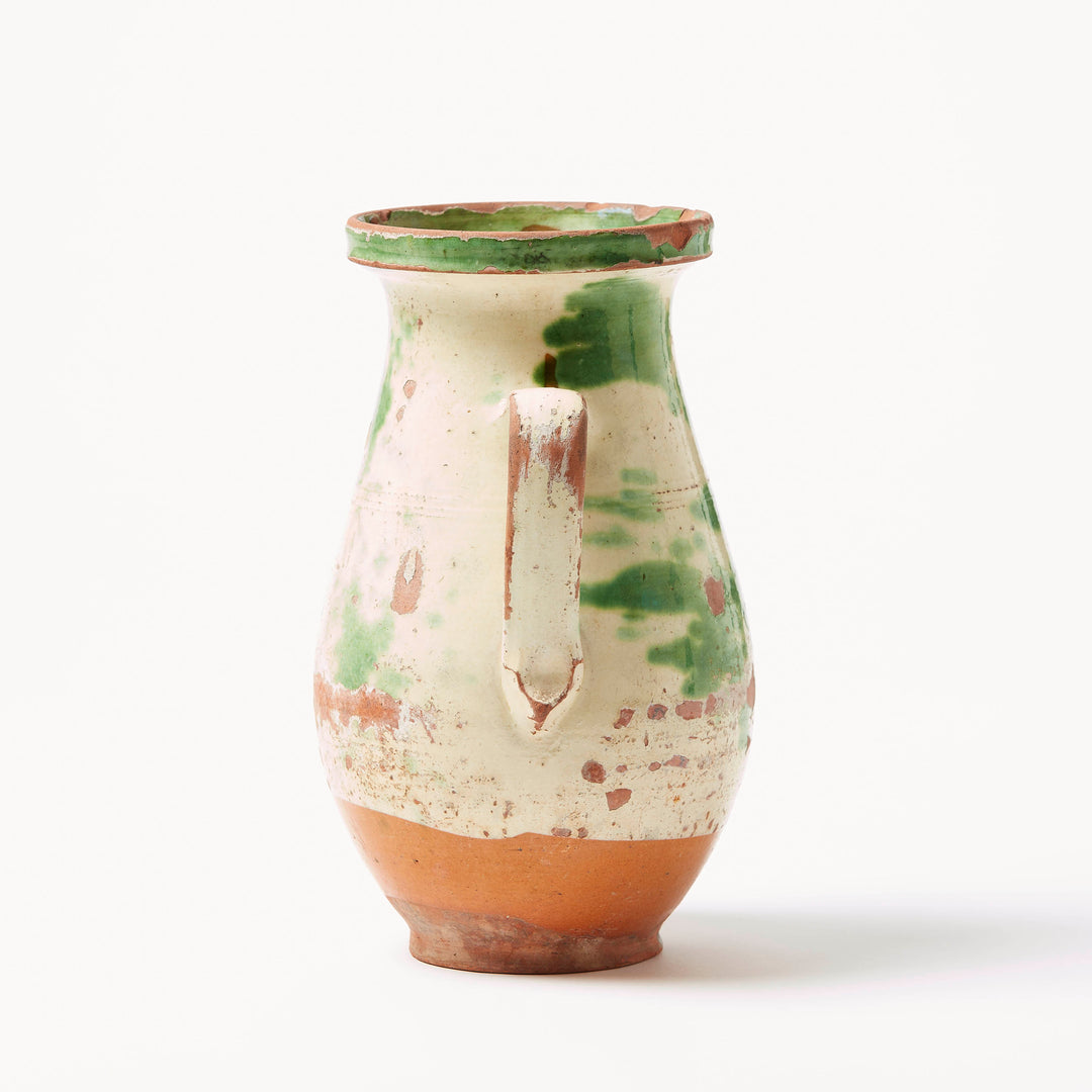 Hungarian Provincial Cream and Green Glazed Pitcher, c. 1880–1900