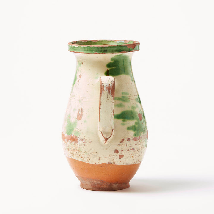 Hungarian Provincial Cream and Green Glazed Pitcher, c. 1880–1900