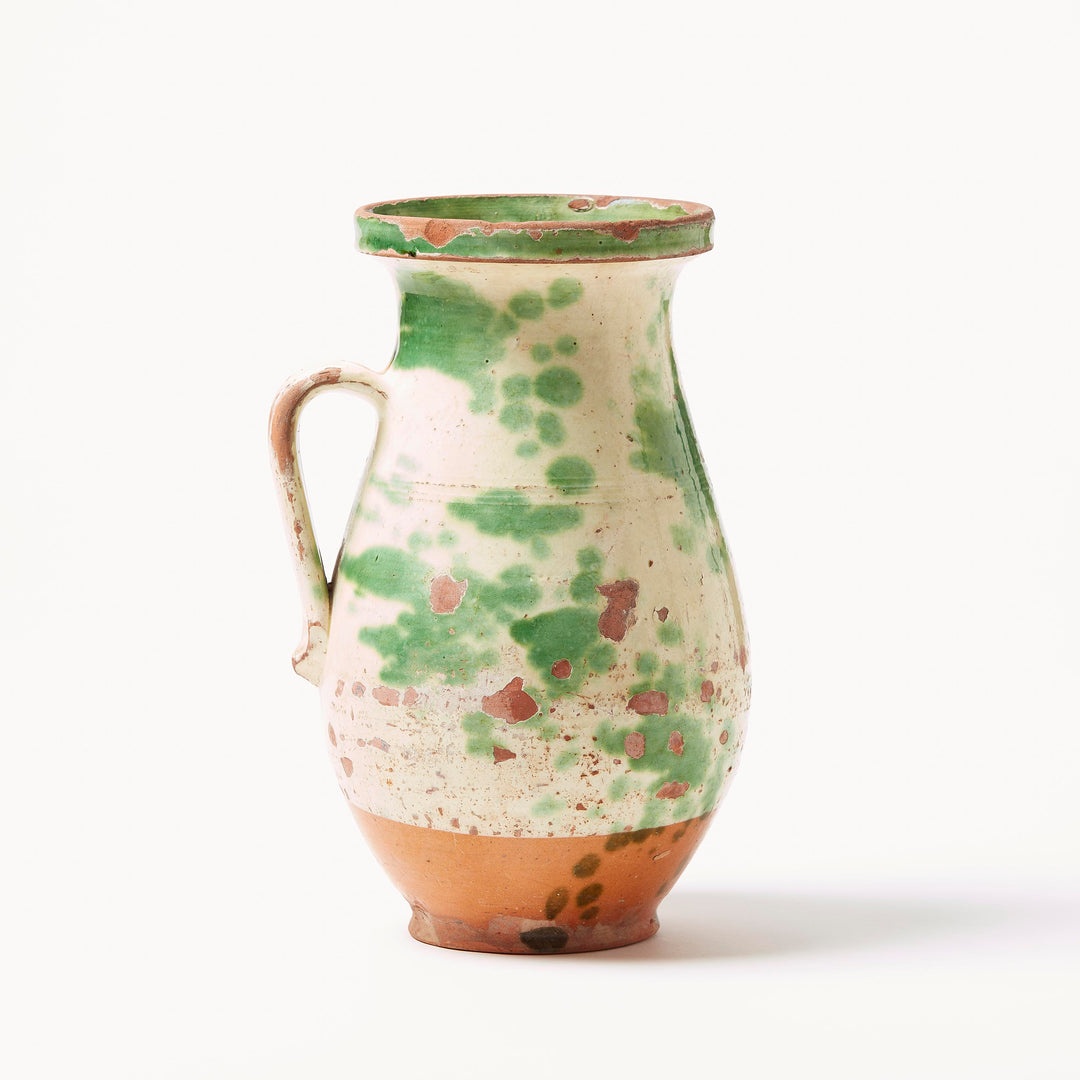 Hungarian Provincial Cream and Green Glazed Pitcher, c. 1880–1900