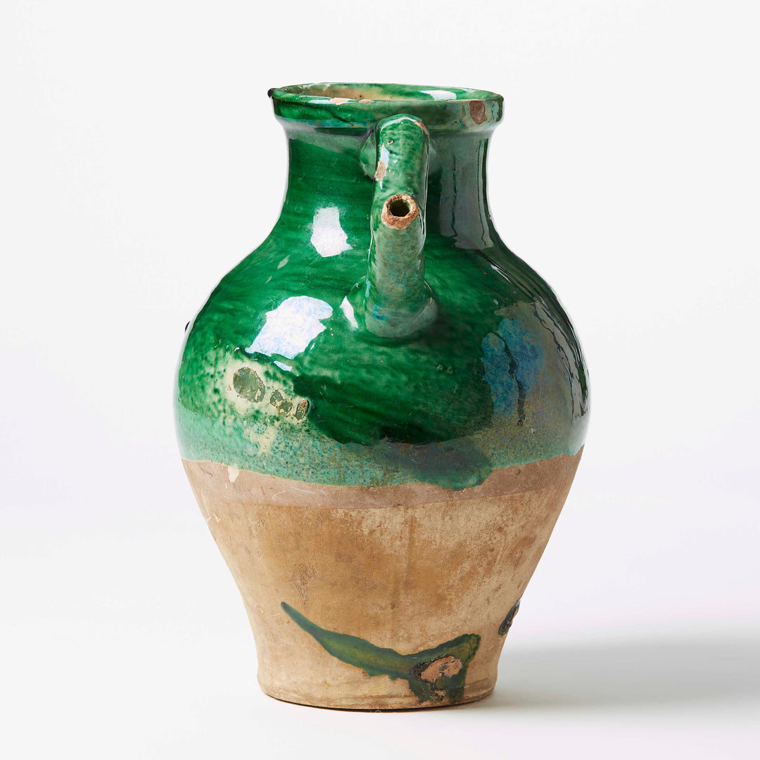 Rare Green Glazed Cruche, French, c. Late 18th to Early 19th century