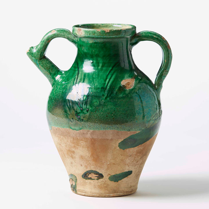Rare Green Glazed Cruche, French, c. Late 18th to Early 19th century