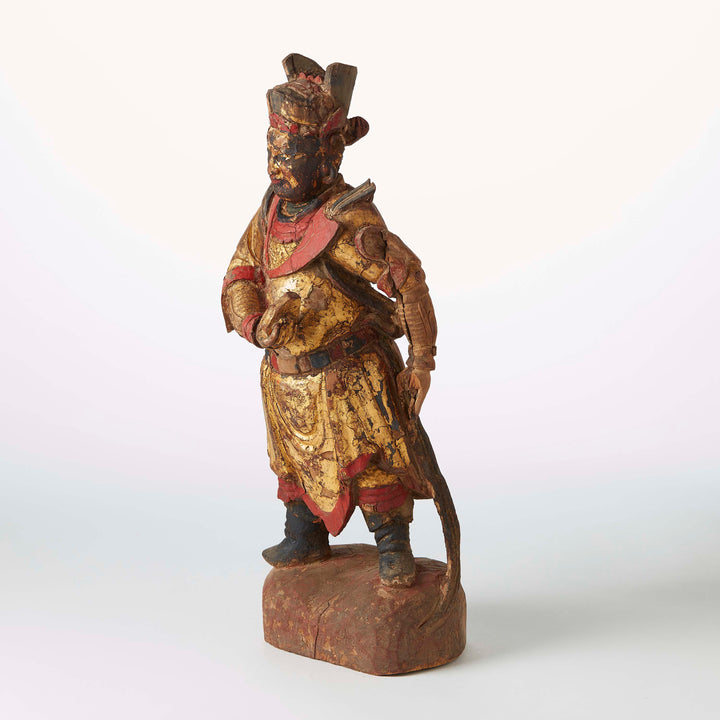 Chinese Carved Wooden Temple Guardian
