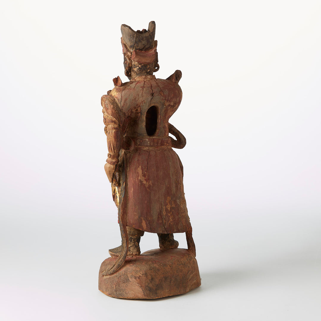 Chinese Carved Wooden Temple Guardian
