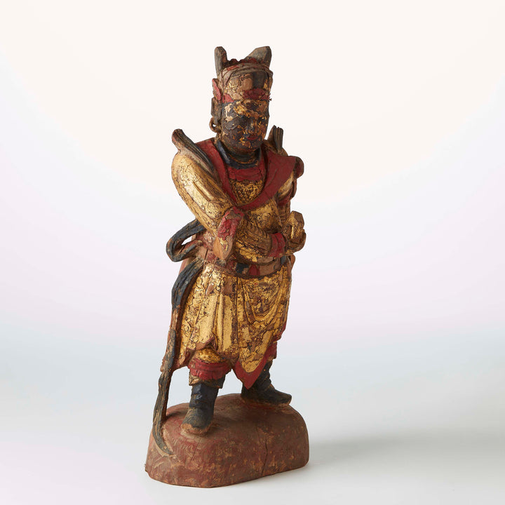 Chinese Carved Wooden Temple Guardian