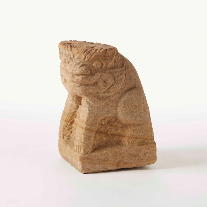 Chinese Carved Sandstone Guardian Lion, 19th C.