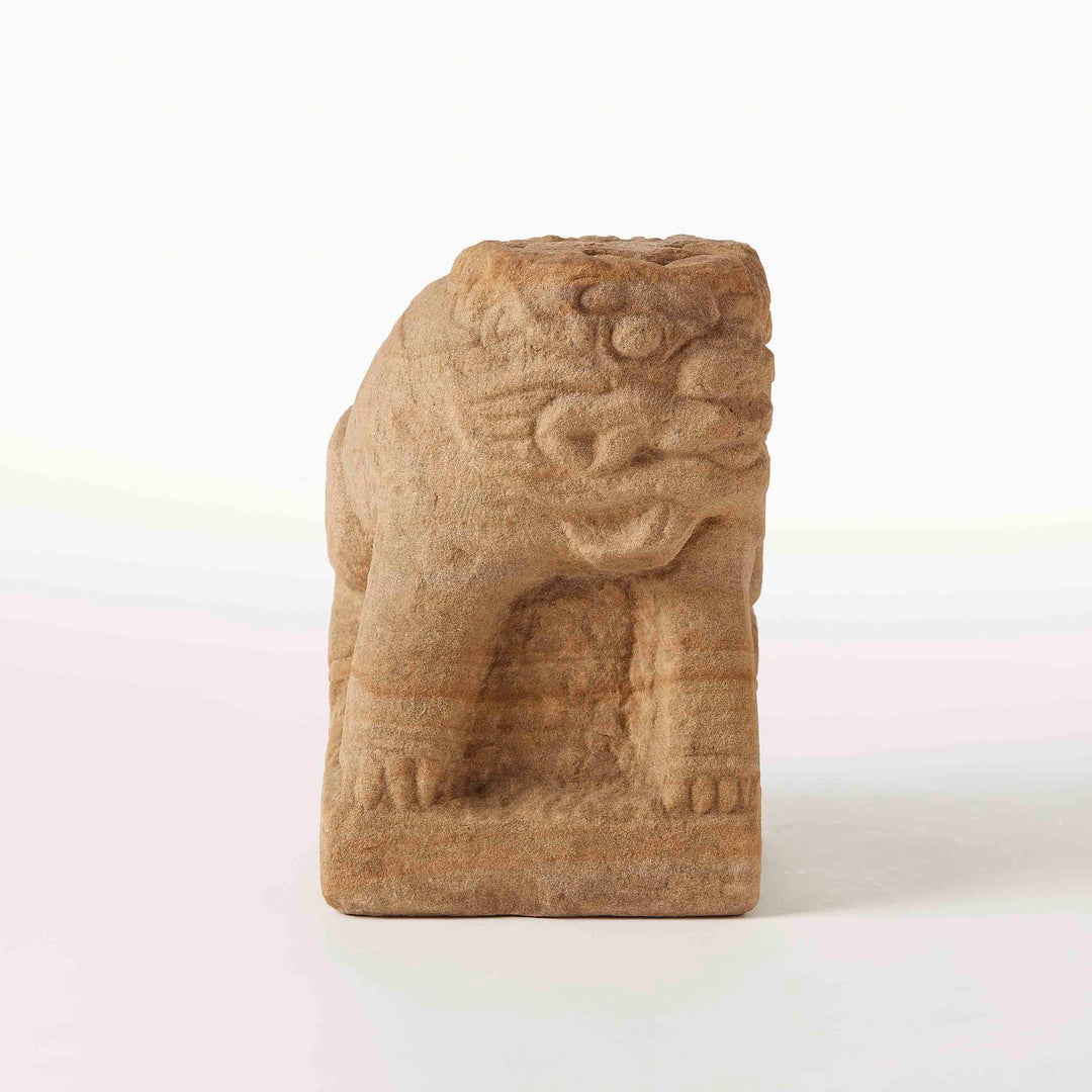 Chinese Carved Sandstone Guardian Lion, 19th C.