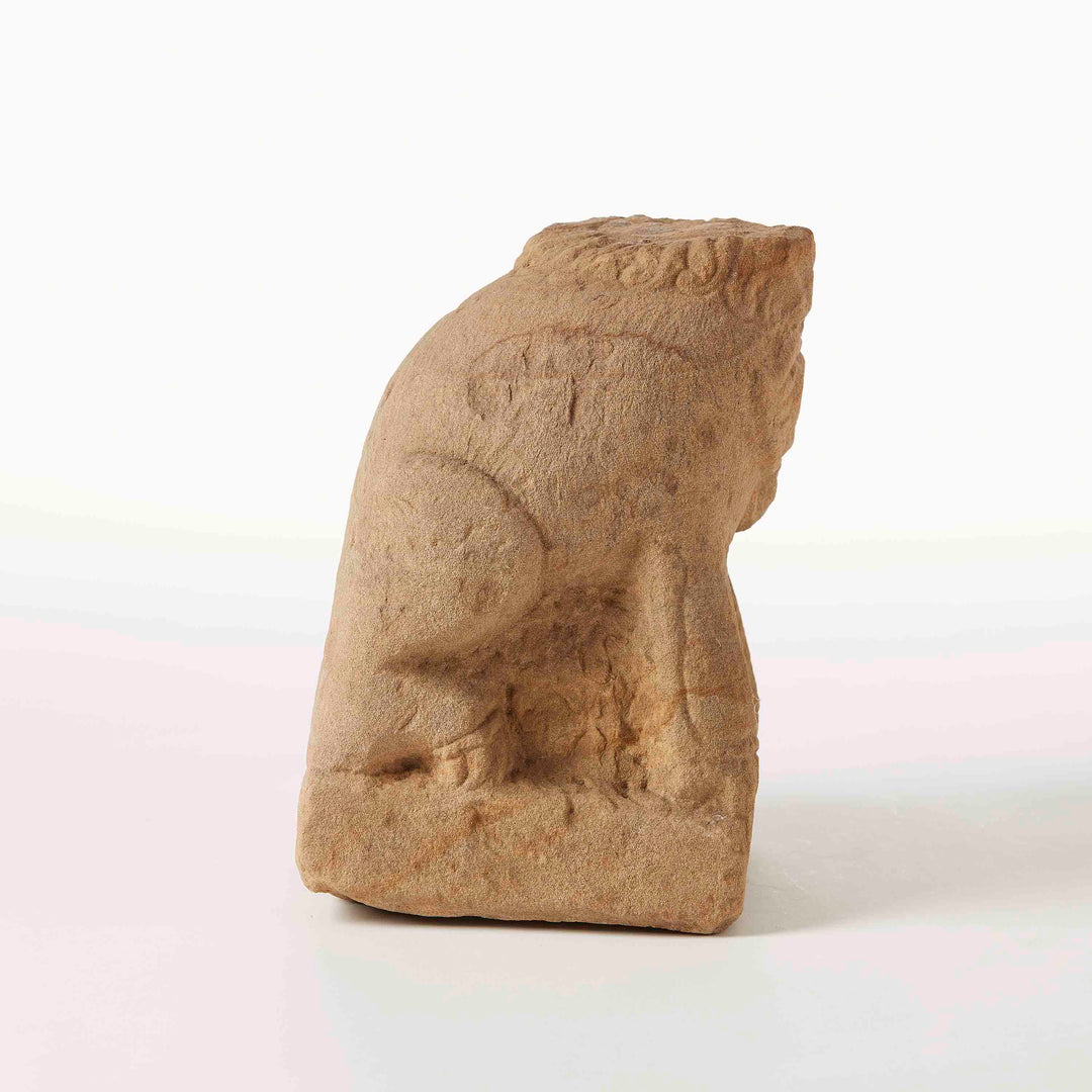 Chinese Carved Sandstone Guardian Lion, 19th C.