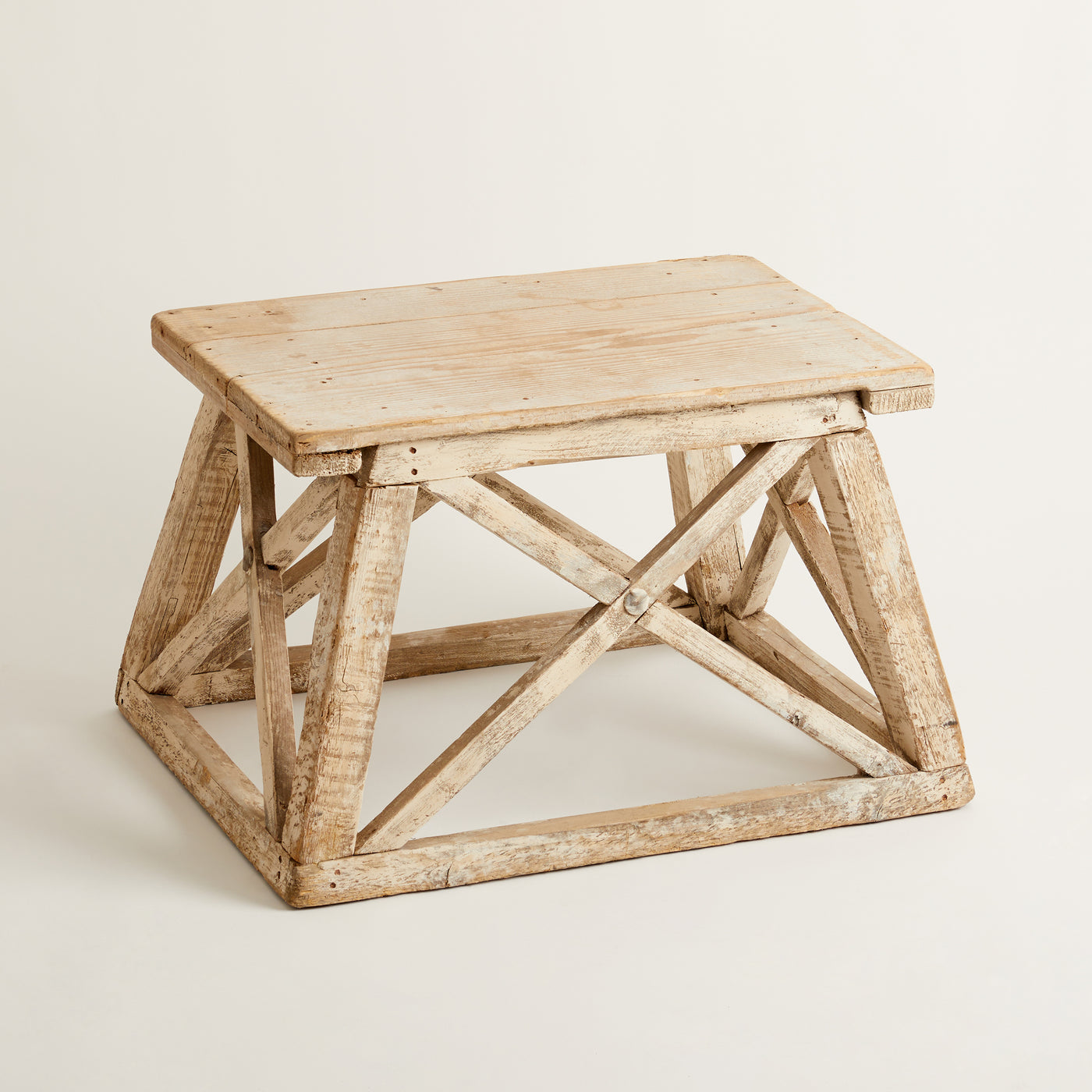 French White Washed Wooded X Face Table