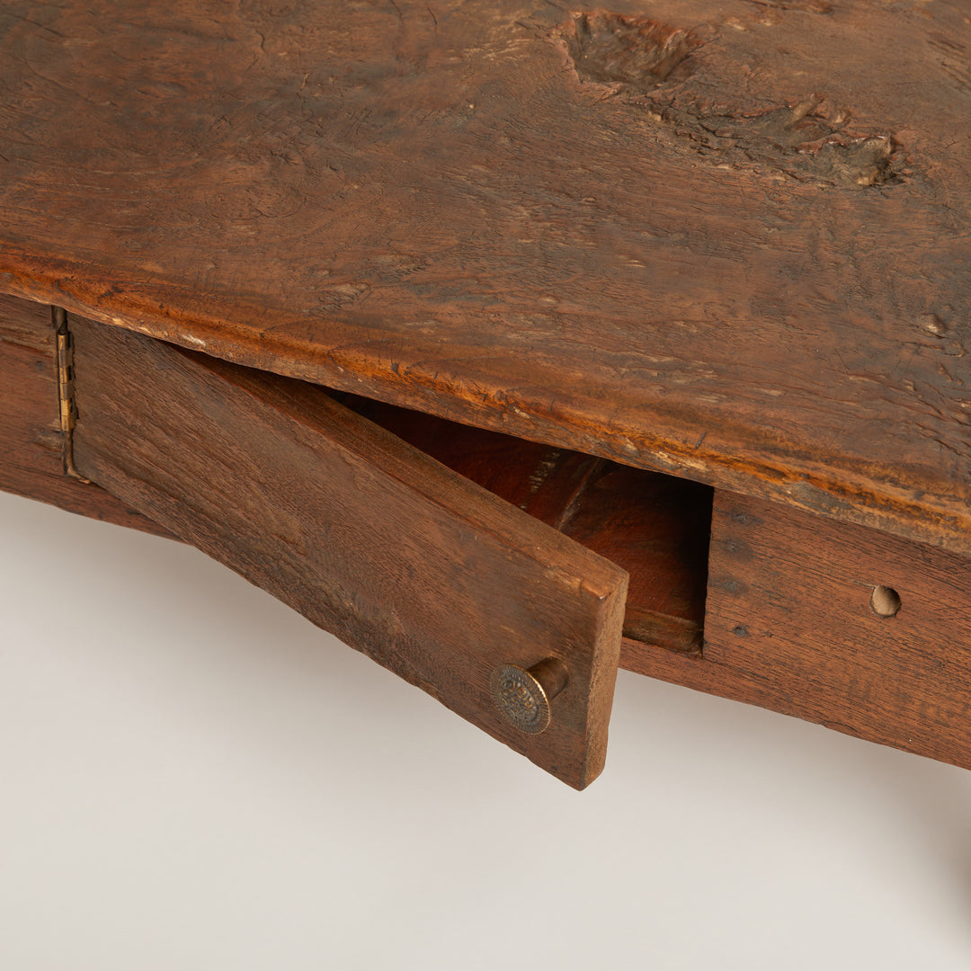 Indonesian Low Teak Table with Hidden Door