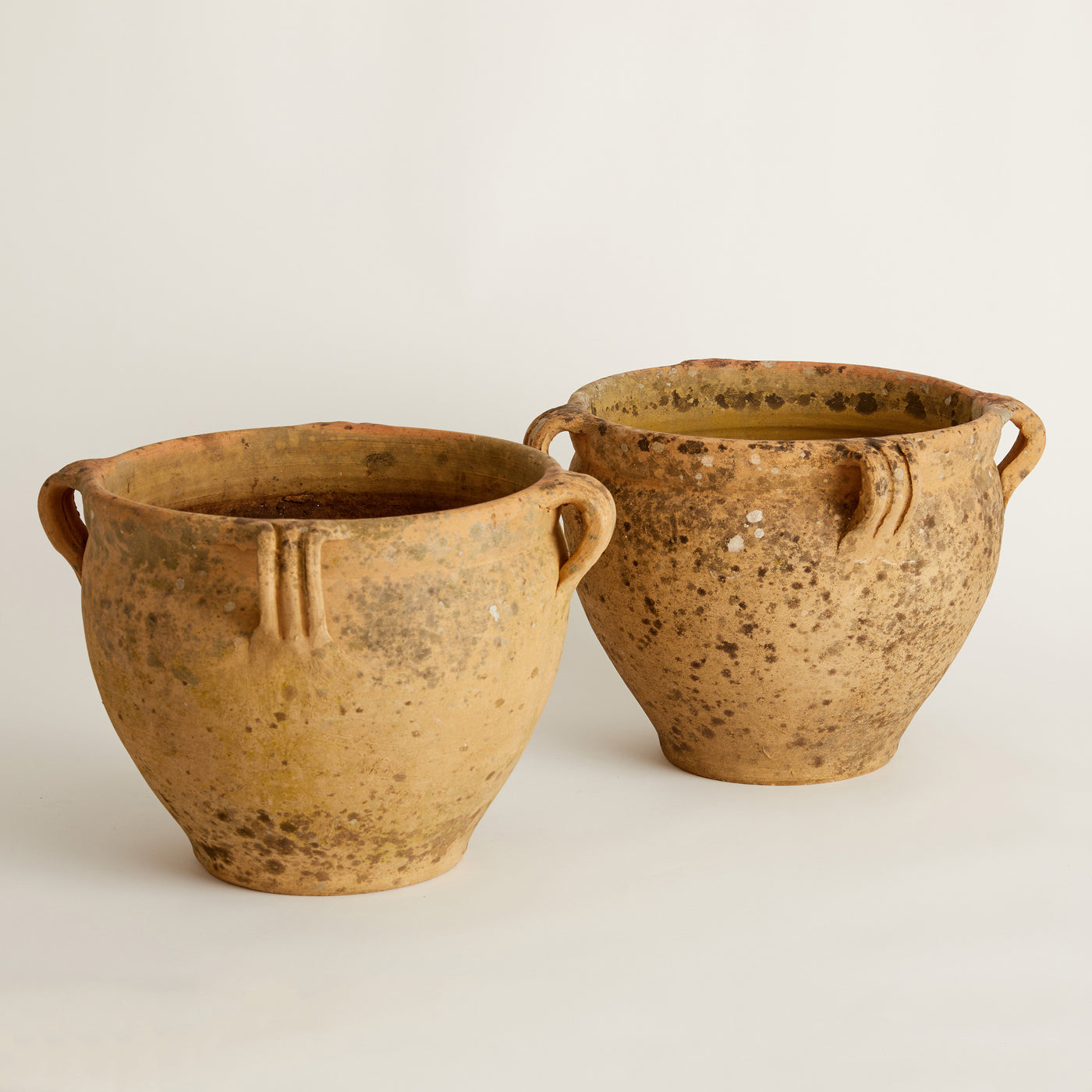 Weathered French Clay Pots with Handles
