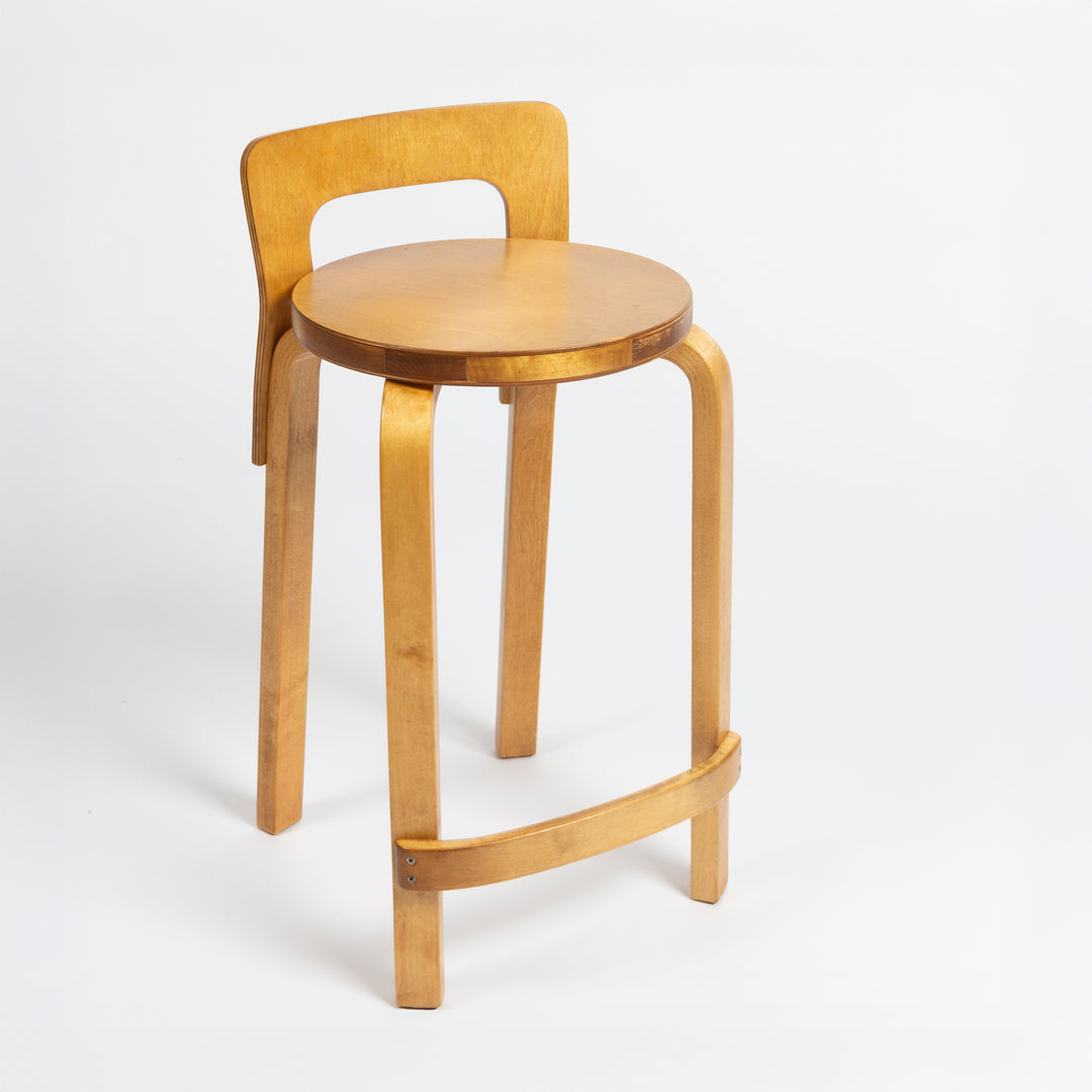 Set of 6 Alvar Aalto K65 Wood Bar Stools for Artek
