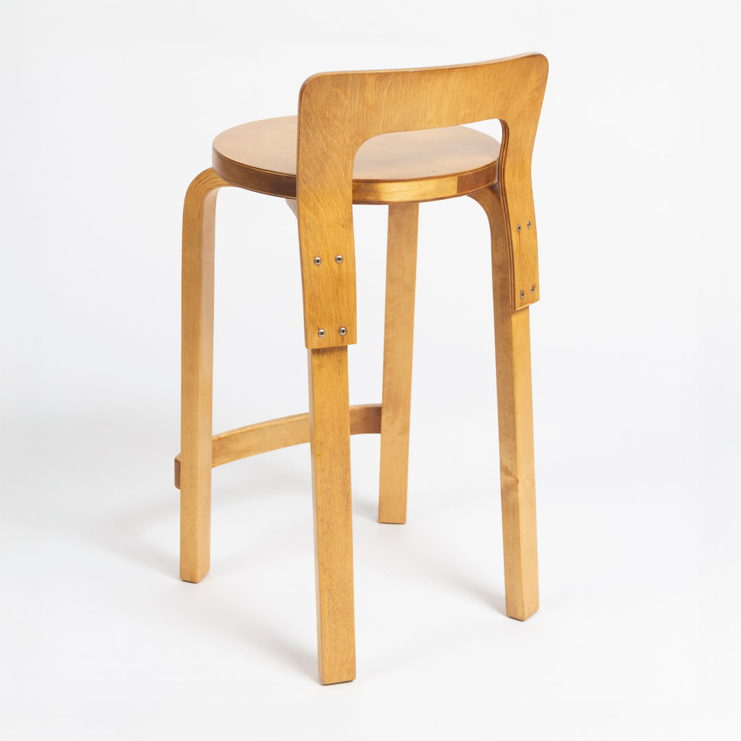 Set of 6 Alvar Aalto K65 Wood Bar Stools for Artek