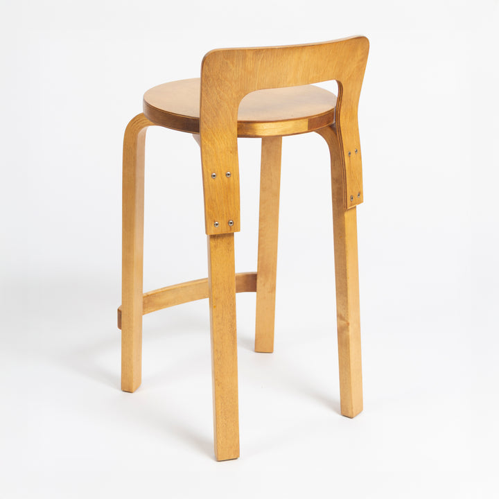 Set of 6 Alvar Aalto K65 Wood Bar Stools for Artek